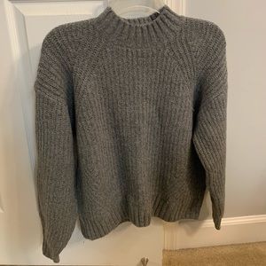 Blouson sleeve Mock Turtleneck sweater in Charcoal